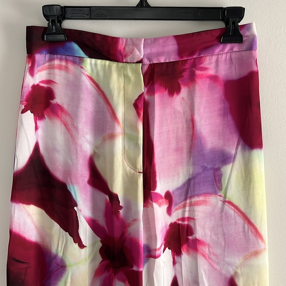 ZARA Satin Floral Print Palazzo Pant Trousers - Picture 5 of 16